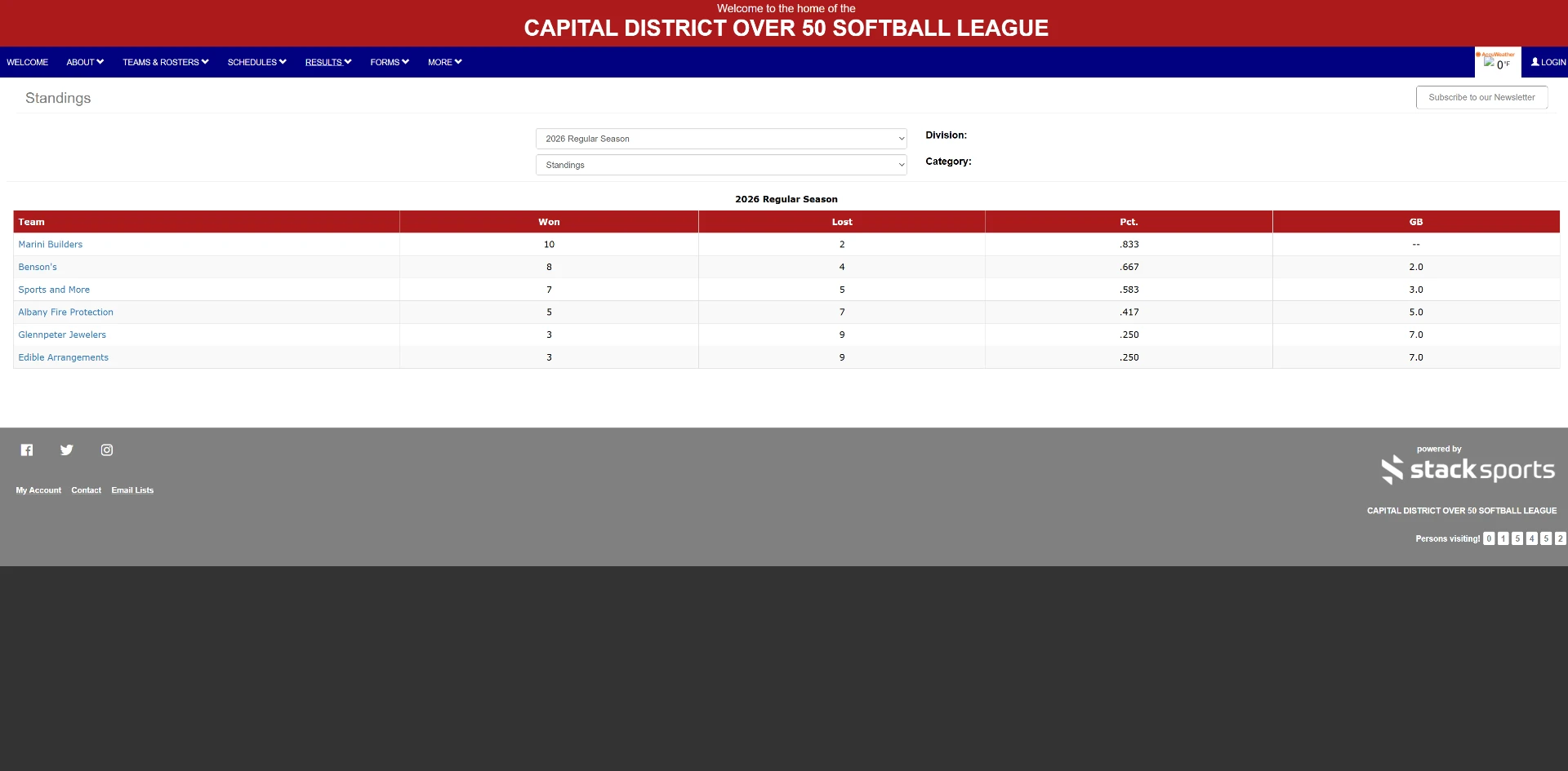 Before — Standings — records update automatically from entered game results, including regular season and playoff divisions, with no manual math.